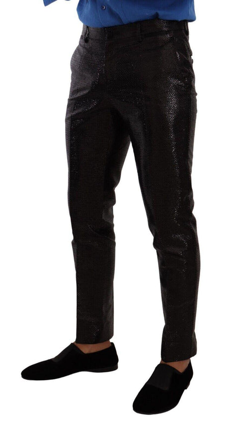 Dolce & Gabbana Metallic Black Wool Skinny Dress Pants - Ellie Belle