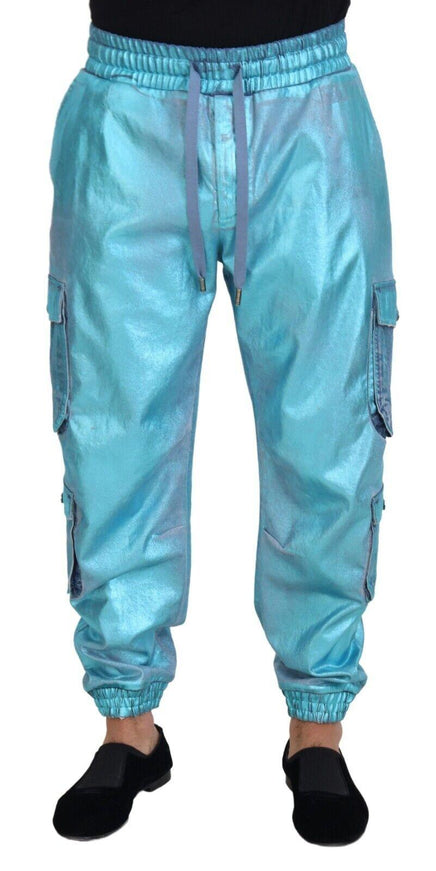 Dolce & Gabbana Metallic Blue Men Cargo Jogger Pants - Ellie Belle