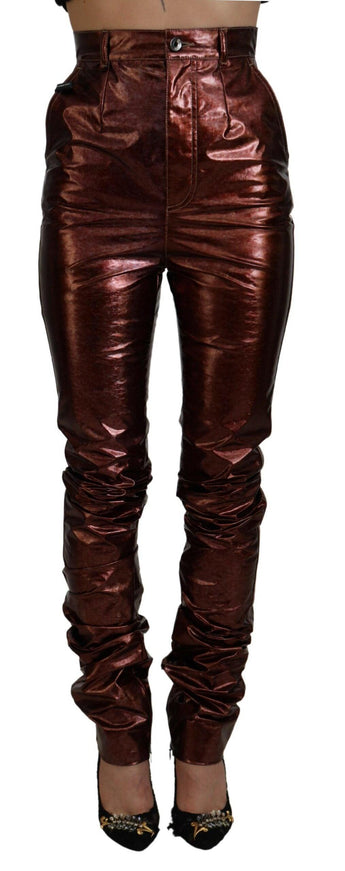 Dolce & Gabbana Metallic Bronze High Waist Skinny Jeans - Ellie Belle