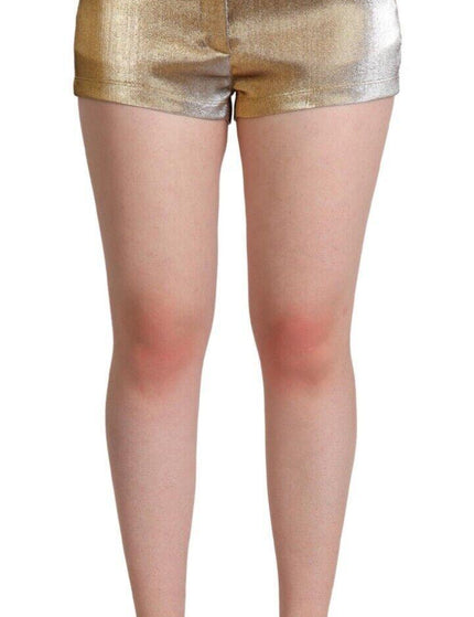 Dolce & Gabbana Metallic Gold Cotton Mid Waist Hot Pants Shorts - Ellie Belle