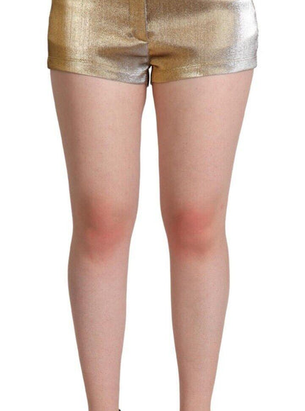 Dolce & Gabbana Metallic Gold Cotton Mid Waist Hot Pants Shorts