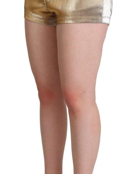 Dolce & Gabbana Metallic Gold Cotton Mid Waist Hot Pants Shorts - Ellie Belle