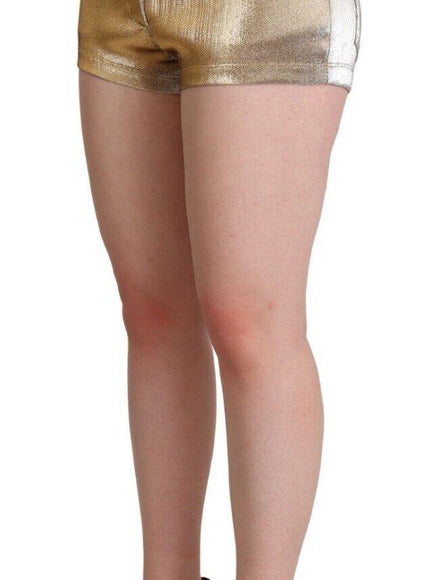 Dolce & Gabbana Metallic Gold Cotton Mid Waist Hot Pants Shorts