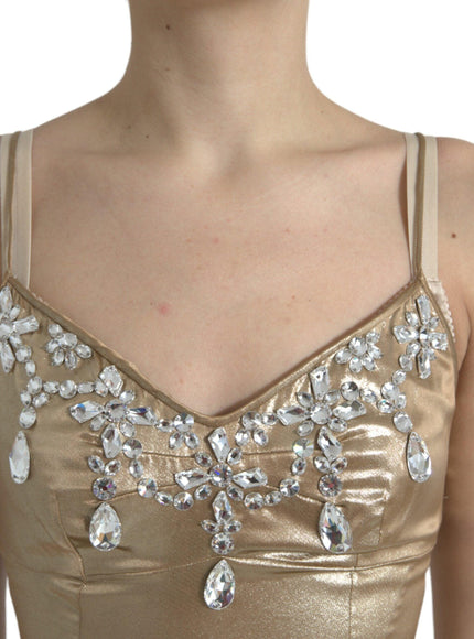 Dolce & Gabbana Metallic Gold Crystal Embellished Gown Dress - Ellie Belle