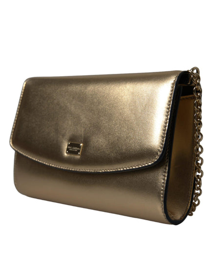 Dolce & Gabbana Metallic Gold Lambskin Leather Crossbody Mini Bag - Ellie Belle