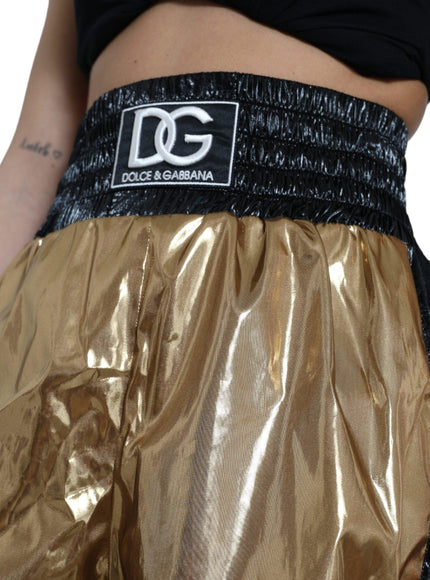 Dolce & Gabbana Metallic Gold Shirred High Waist Hot Pants Shorts - Ellie Belle