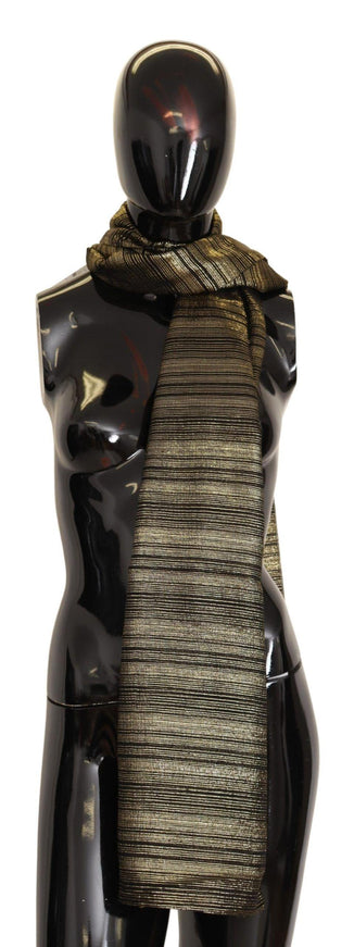 Dolce & Gabbana Metallic Gold Silk Stretch Shawl Wrap Scarf - Ellie Belle