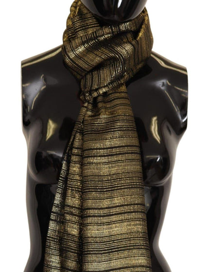 Dolce & Gabbana Metallic Gold Silk Stretch Shawl Wrap Scarf - Ellie Belle