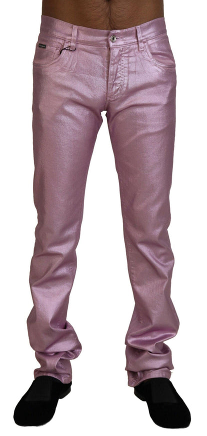 Dolce & Gabbana Metallic Pink Cotton Loose Denim Jeans - Ellie Belle