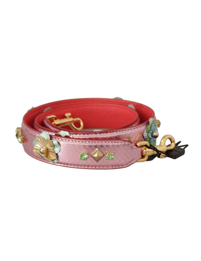 Dolce & Gabbana Metallic Pink Leather Studded Shoulder Strap - Ellie Belle