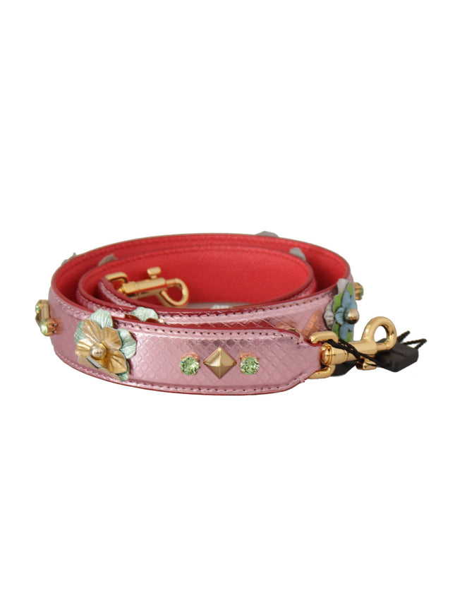 Dolce & Gabbana Metallic Pink Leather Studded Shoulder Strap - Ellie Belle