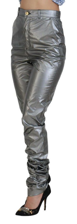 Dolce & Gabbana Metallic Silver High Waist Skinny Pants - Ellie Belle