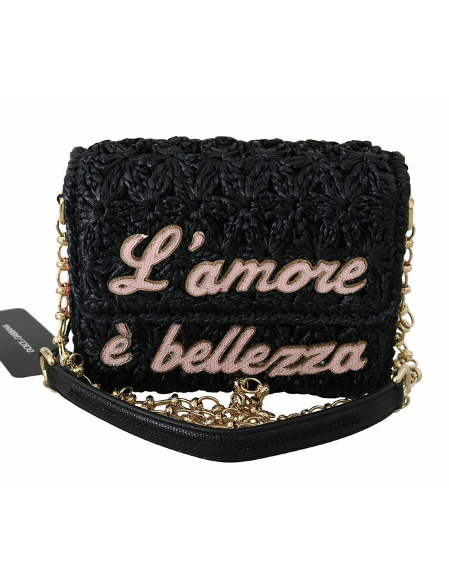 Dolce & Gabbana Millennials Black L'Amore E'Bellezza Raffia Bag - Ellie Belle