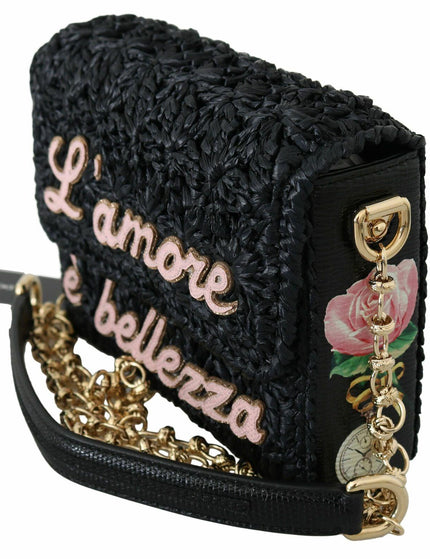 Dolce & Gabbana Millennials Black L'Amore E'Bellezza Raffia Bag - Ellie Belle