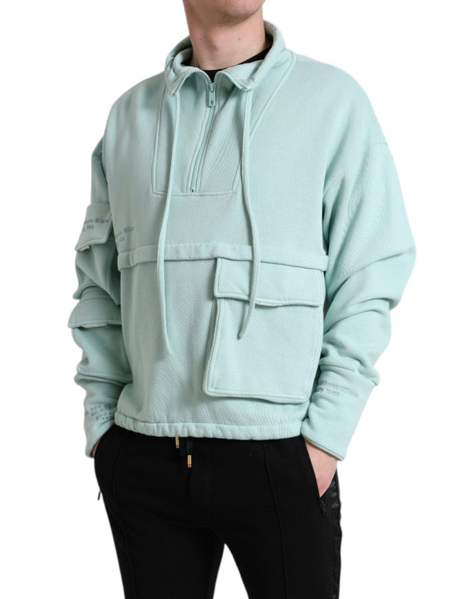 Dolce & Gabbana Mint Green Cotton Pockets Pullover Sweater - Ellie Belle