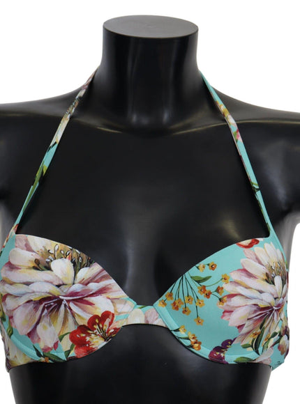 Dolce & Gabbana Mint Green Floral Print Beachwear Bikini Tops - Ellie Belle