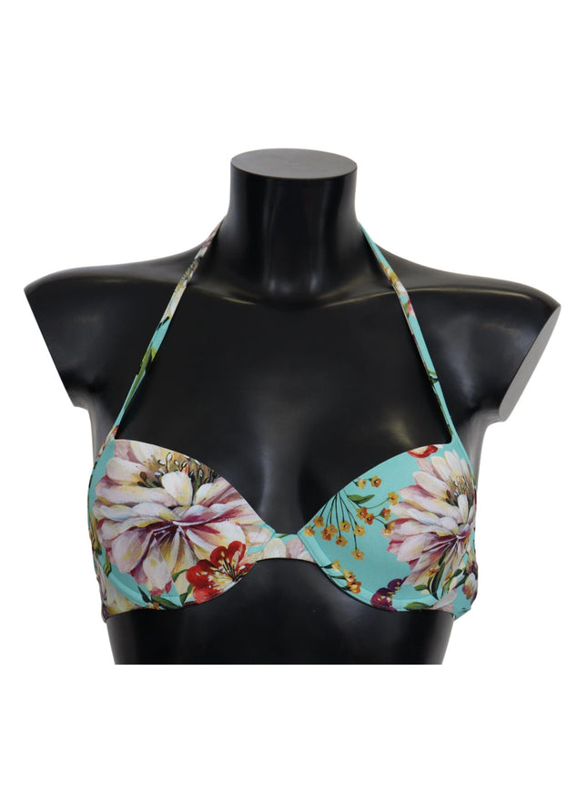 Dolce & Gabbana Mint Green Floral Print Beachwear Bikini Tops - Ellie Belle