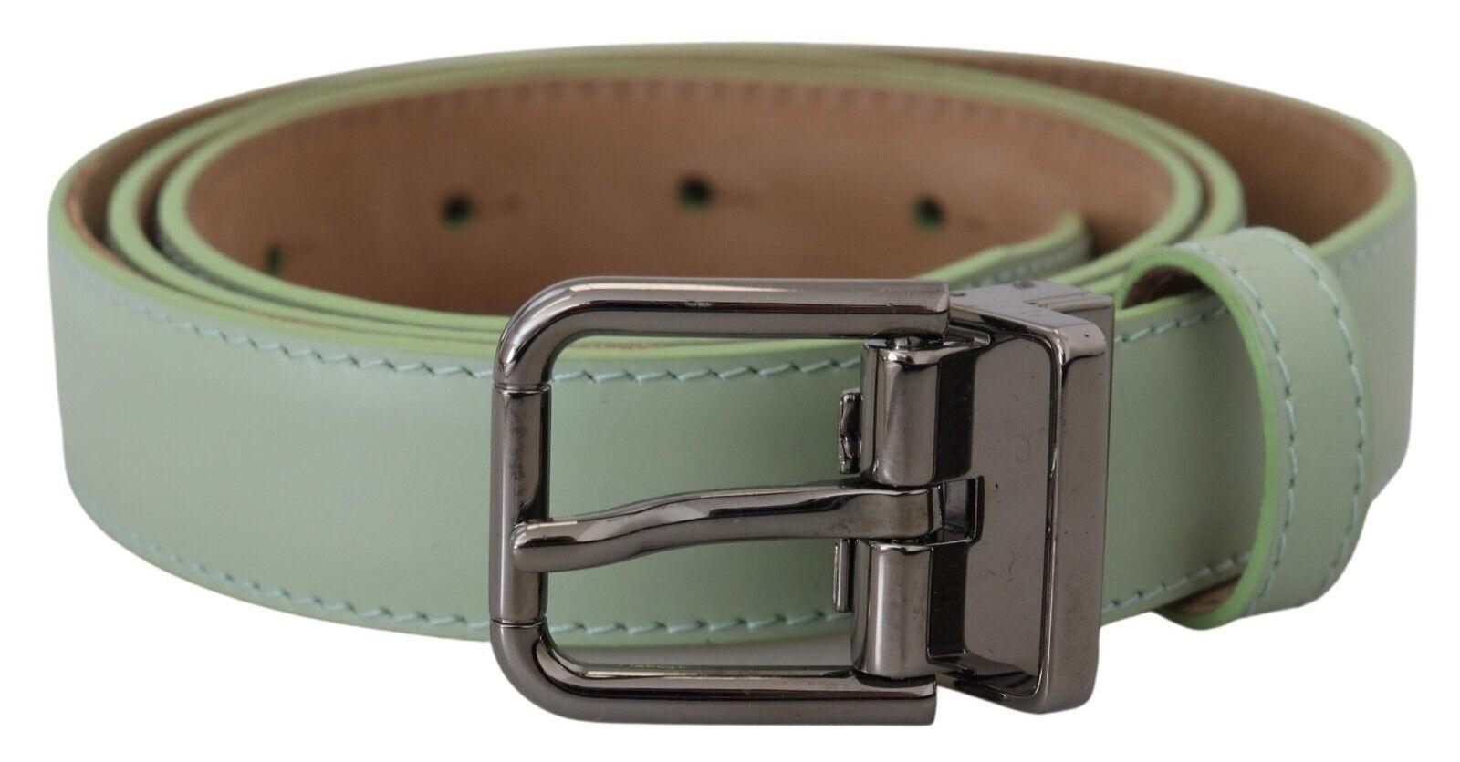 Dolce & Gabbana Mint Green Leather Silver Tone Metal Buckle - Ellie Belle