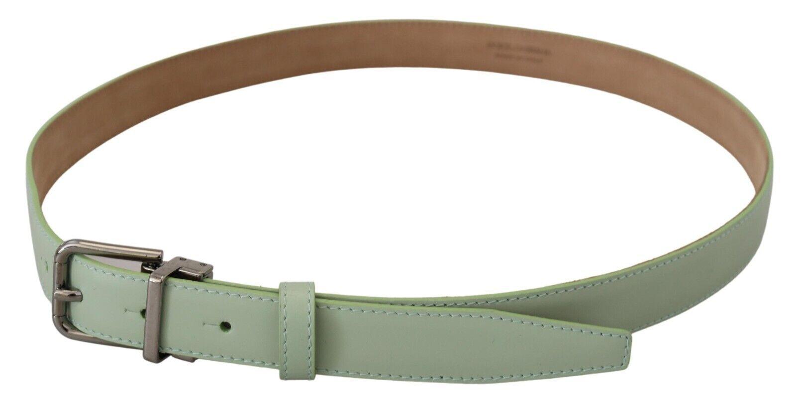 Dolce & Gabbana Mint Green Leather Silver Tone Metal Buckle - Ellie Belle