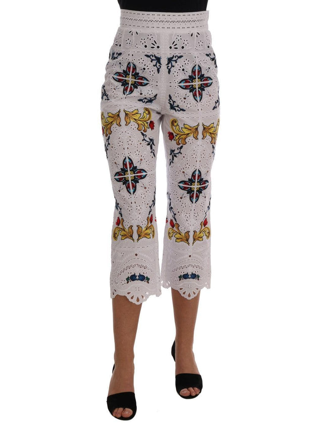 Dolce & Gabbana Mulicolor Majolica Cutout Capri Pants