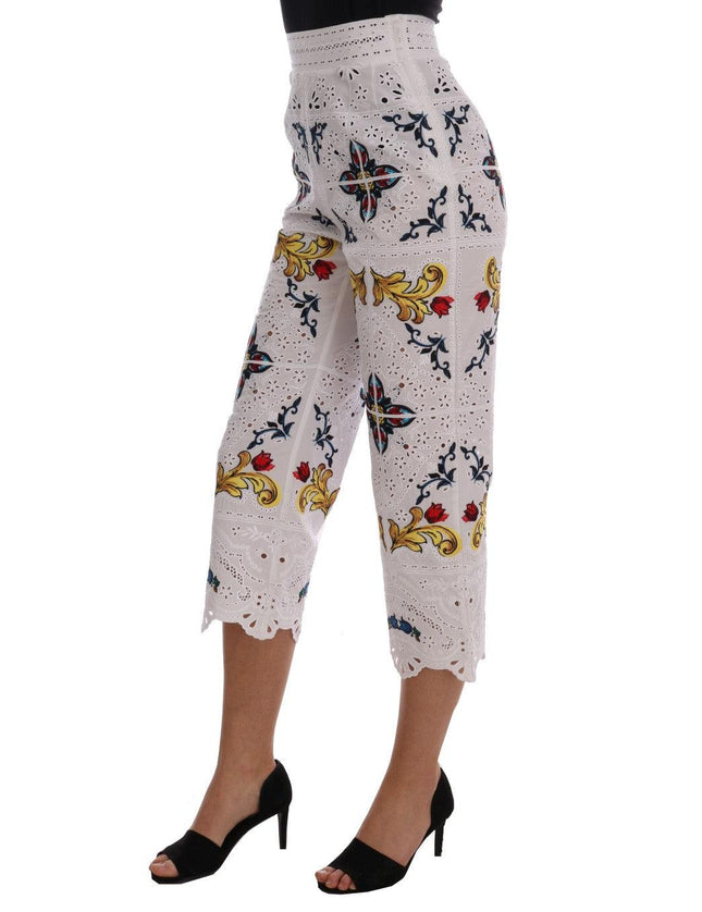 Dolce & Gabbana Mulicolor Majolica Cutout Capri Pants