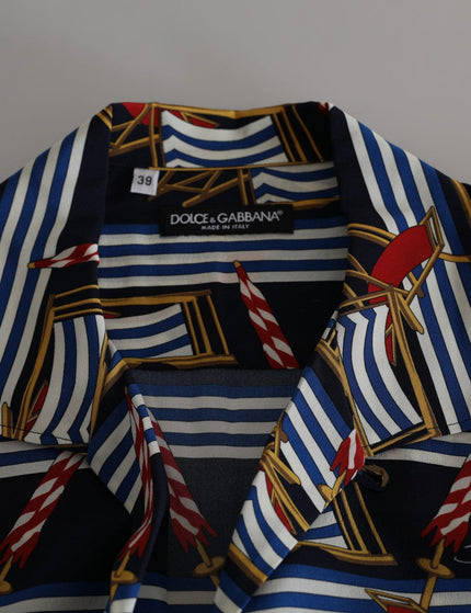 Dolce & Gabbana Multicolor Beach Chair Short Sleeves Shirt - Ellie Belle