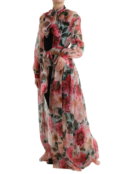 Dolce & Gabbana Multicolor Camelia Print Silk Chiffon Coat - Ellie Belle