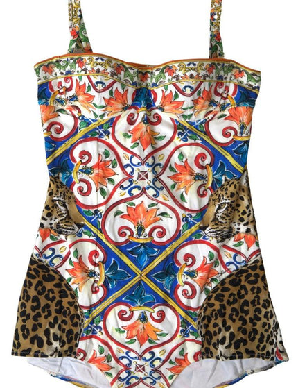Dolce & Gabbana Multicolor Caretto One Piece Beachwear Bikini - Ellie Belle