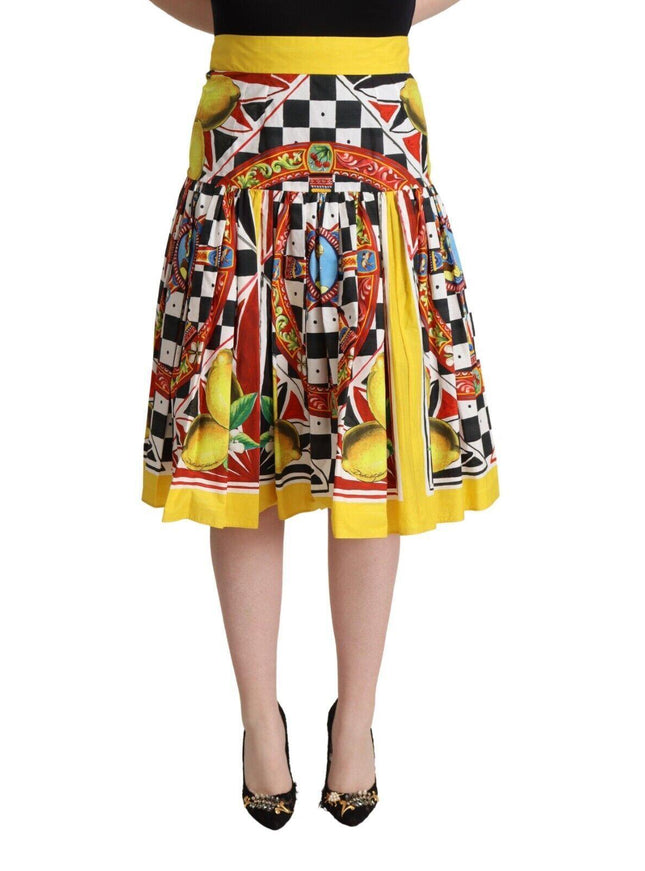 Dolce & Gabbana Multicolor Carretto High Waist A-line Pleated Skirt - Ellie Belle
