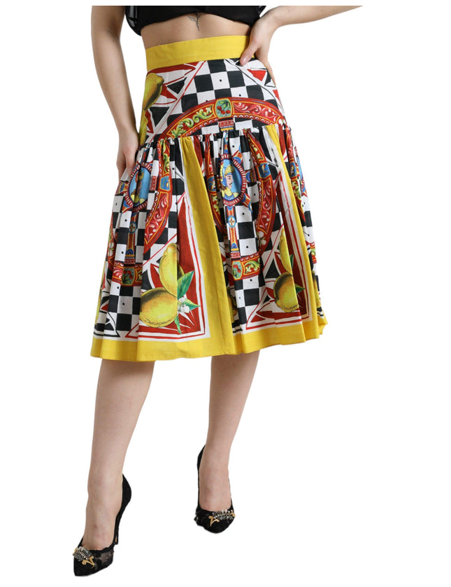Dolce & Gabbana Multicolor Carretto Lemon High Waist A-line Skirt - Ellie Belle