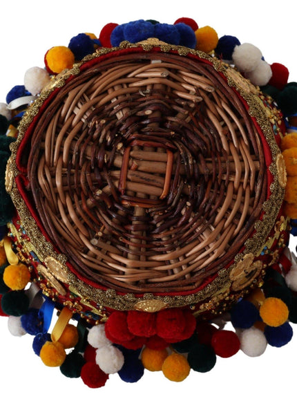 Dolce & Gabbana Multicolor Cotton Embellished Agnese Basket Tote Bag