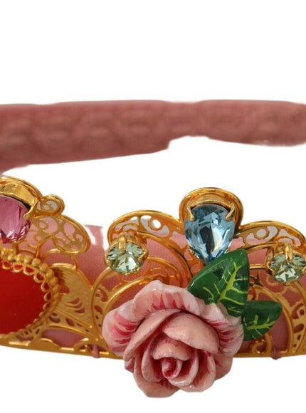 Dolce & Gabbana Multicolor Crystals Flower Love Crown Headband Diadem - Ellie Belle