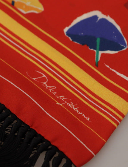 Dolce & Gabbana Multicolor DG Umbrellas Print Shawl Fringe Scarf - Ellie Belle