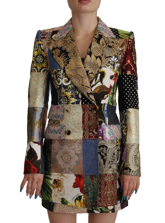 Dolce & Gabbana Multicolor Double-Breasted Patchwork Jacquard Blazer Jacket - Ellie Belle
