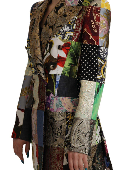 Dolce & Gabbana Multicolor Double-Breasted Patchwork Jacquard Blazer Jacket - Ellie Belle