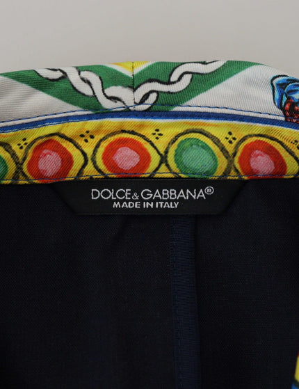 Dolce & Gabbana Multicolor Dragon Print Silk Slim Fit Blazer - Ellie Belle