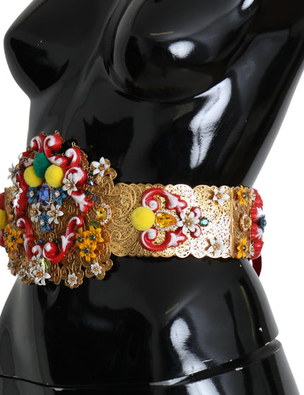 Dolce & Gabbana multicolor Embellished Floral Crystal Wide Waist Belt - Ellie Belle