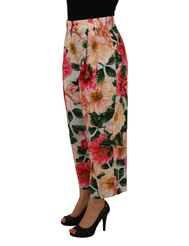 Dolce & Gabbana Multicolor Flora Printed High Waist Cropped Trouser Pants - Ellie Belle
