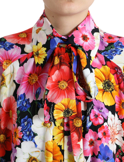 Dolce & Gabbana Multicolor Floral Ascot Collared Blouse Top - Ellie Belle
