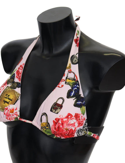 Dolce & Gabbana Multicolor Floral Butterfly Padlock Bikini Tops - Ellie Belle