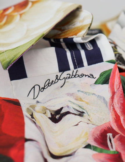 Dolce & Gabbana Multicolor Floral Cotton Collared Blouse Top - Ellie Belle