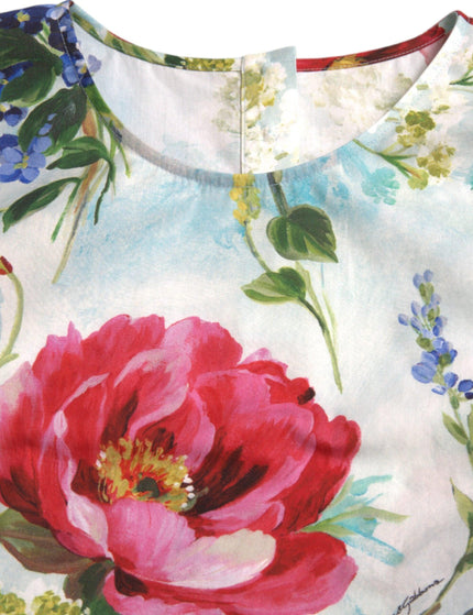 Dolce & Gabbana Multicolor Floral Cotton Round Neck Blouse Top - Ellie Belle
