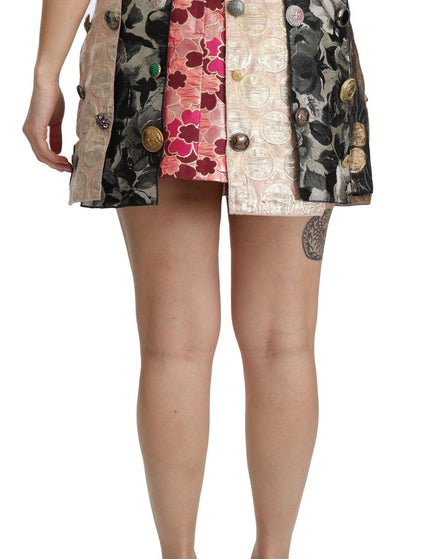 Dolce & Gabbana Multicolor Floral Jacquard Crystal Skirt - Ellie Belle