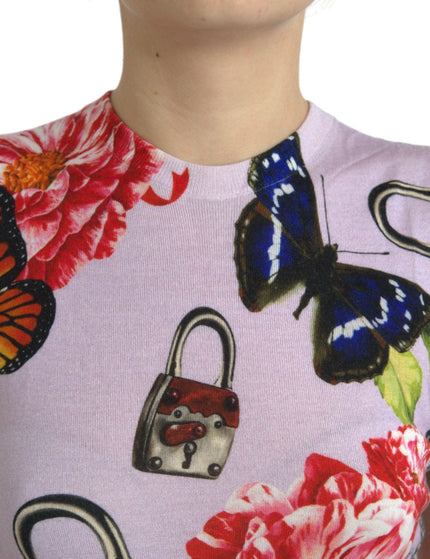 Dolce & Gabbana Multicolor Floral Padlock Butterfly Tank Top - Ellie Belle