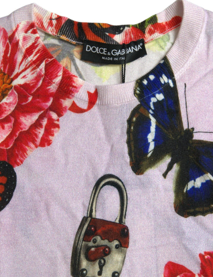 Dolce & Gabbana Multicolor Floral Padlock Butterfly Tank Top - Ellie Belle