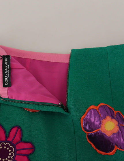 Dolce & Gabbana Multicolor Floral Patch Wool Crepe Mini Skirt - Ellie Belle