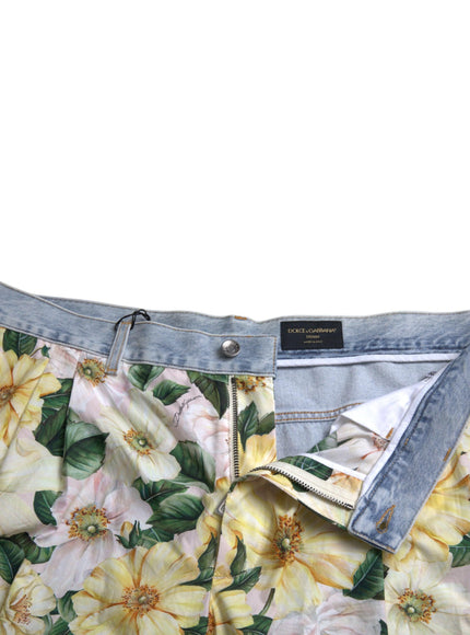 Dolce & Gabbana Multicolor Floral Print Denim Bermuda Shorts - Ellie Belle