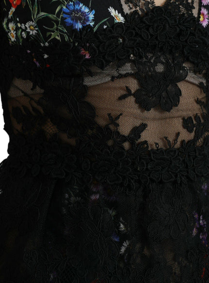 Dolce & Gabbana Multicolor Floral Print Lace Sheath Dress - Ellie Belle