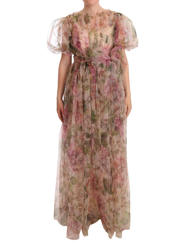 Dolce & Gabbana Multicolor Floral Print Long Maxi Gown Dress - Ellie Belle