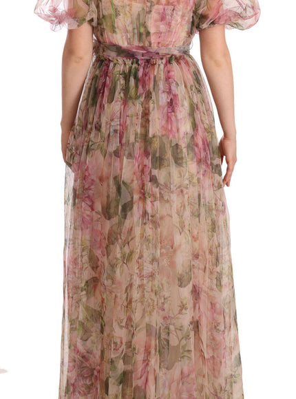 Dolce & Gabbana Multicolor Floral Print Long Maxi Gown Dress